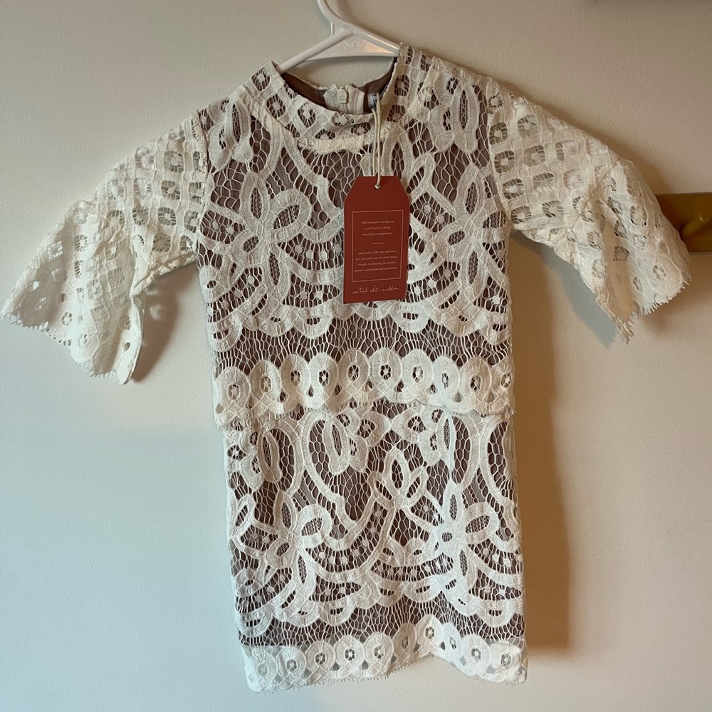 Ivy City Co Cream Lace Kids Formal Dress
